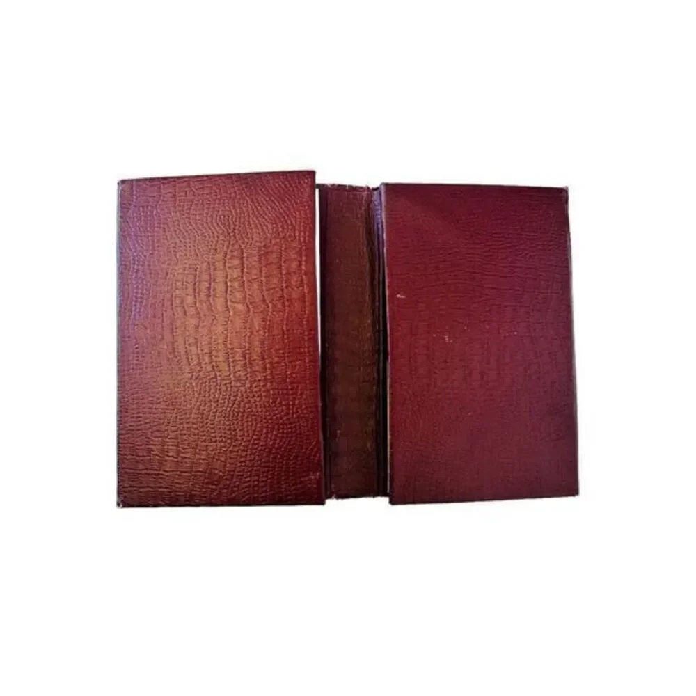 Antique Needle Booklet Double Folding Maroon With Blue Flowers‎ Czechoslovakia